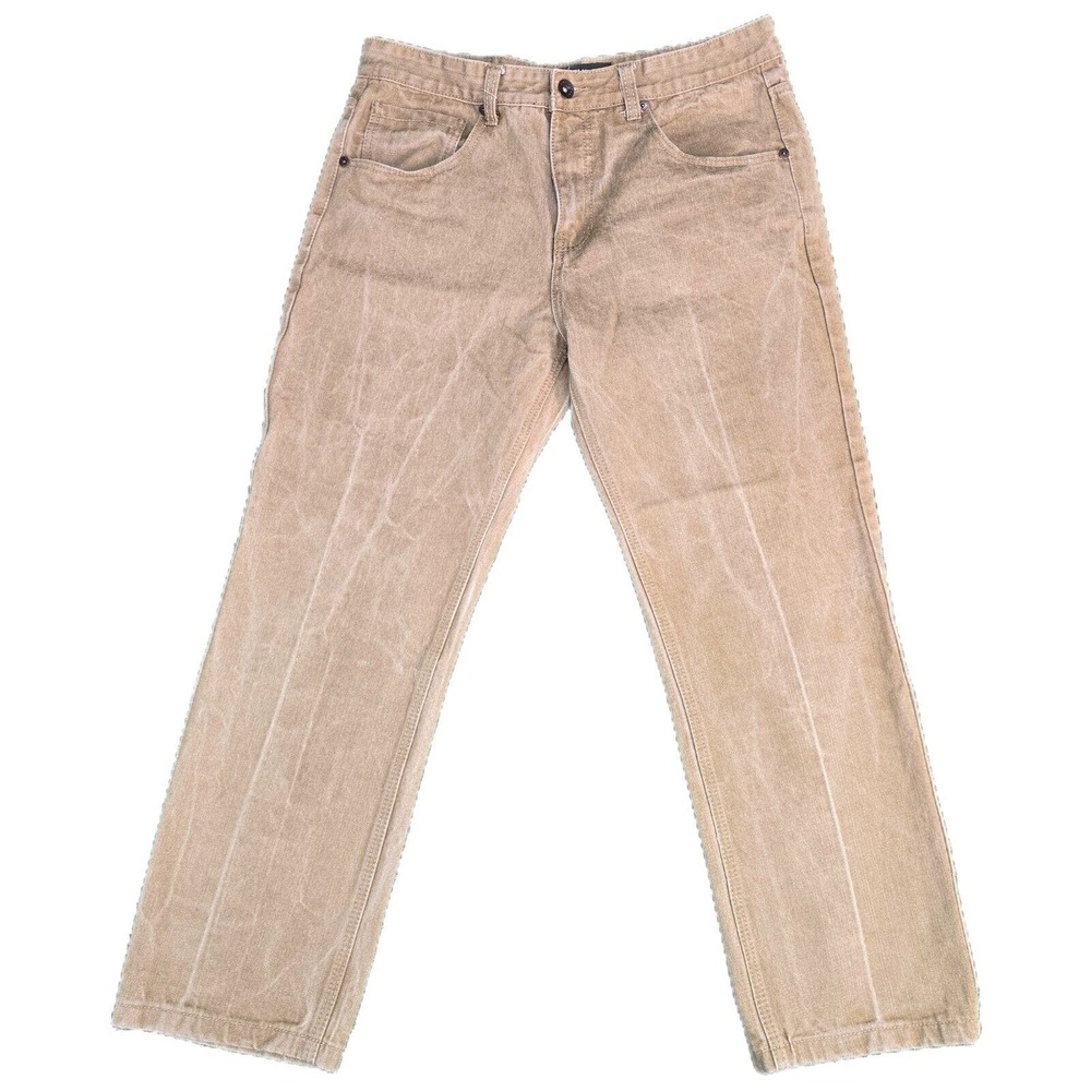 VINTAGE Southpole Jeans Mens 38x29 Khaki Denim Faded Y2K Logo Urban Skater Baggy - Picture 1 of 9